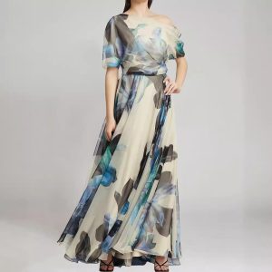 New Bohemian holiday style in Europe and America with Lolita big skirt printed dress