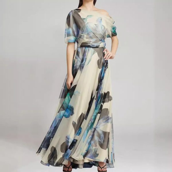 New Bohemian holiday style in Europe and America with Lolita big skirt printed dress