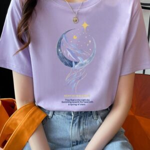 Loose cotton short-sleeved T-shirt women's summer dress new beautiful top design sense printed half-sleeve female circle Leading summer