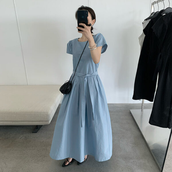 Gentle and elegant atmosphere chiffon skirt female 2025 summer new elastic waist loose dress - Image 3