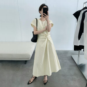 Gentle and elegant atmosphere chiffon skirt female 2025 summer new elastic waist loose dress